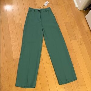 Teal flowy wide leg trousers